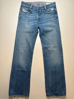 Vintage 2005 diesel MURRAN faded light blue red stitch paisley pocket jeans